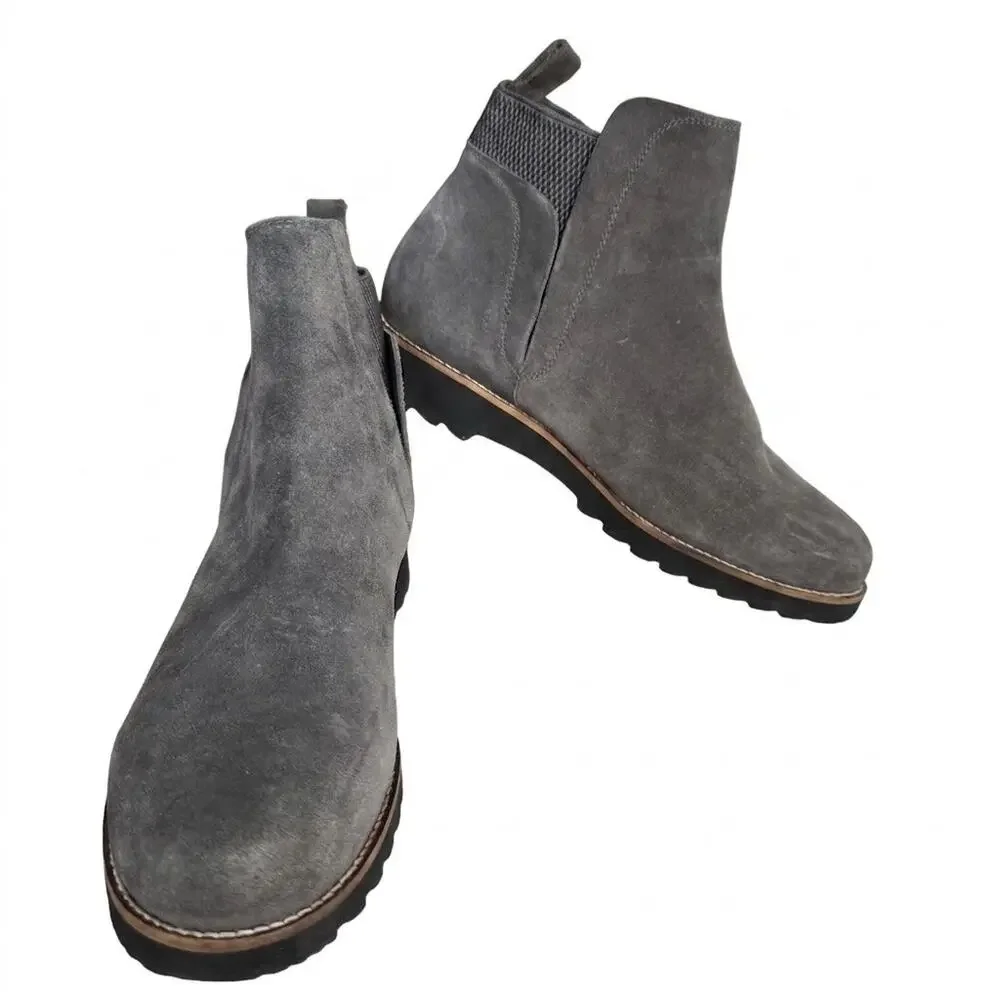 Blondo Perla Gray Suede Waterproof Chelsea Boots Size 8M Treaded Lug Sole